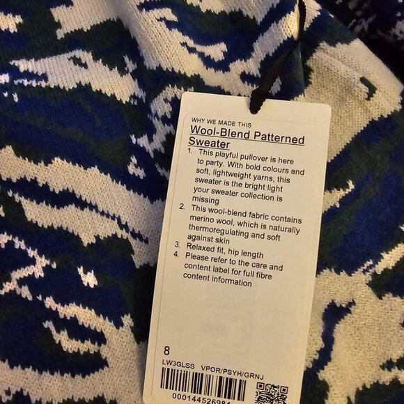Lululemon wool blend sweater blue relaxed sz 8 - Picture 3 of 3